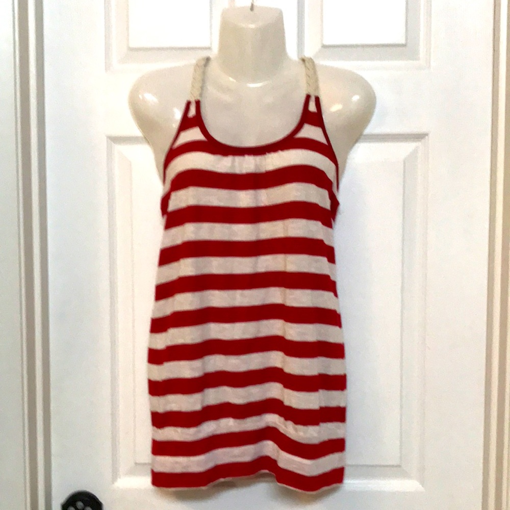 Red and white striped blouse